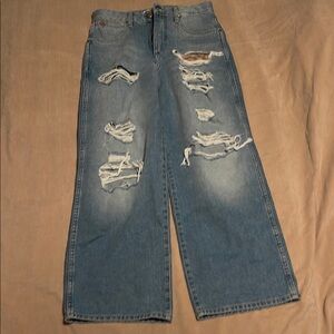 Wrangler Relaxed Blue Jeans with Vintage Distressing